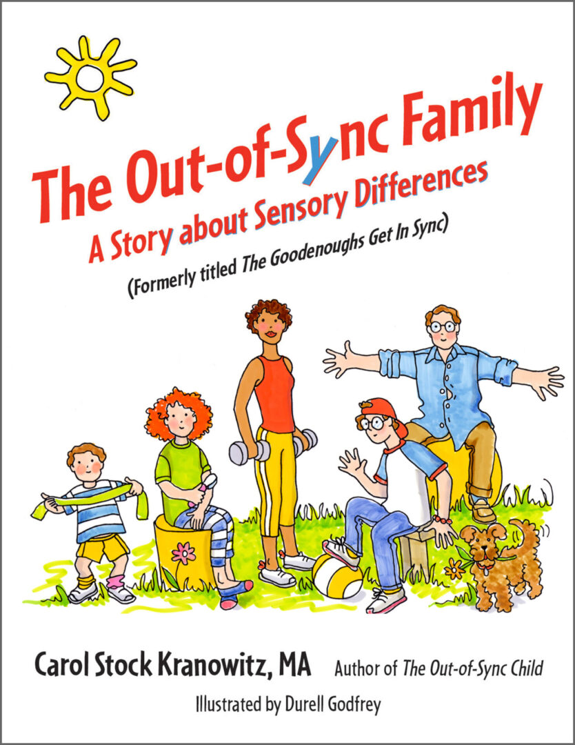 A book cover with an image of people and the words " the out-of-sync family ".